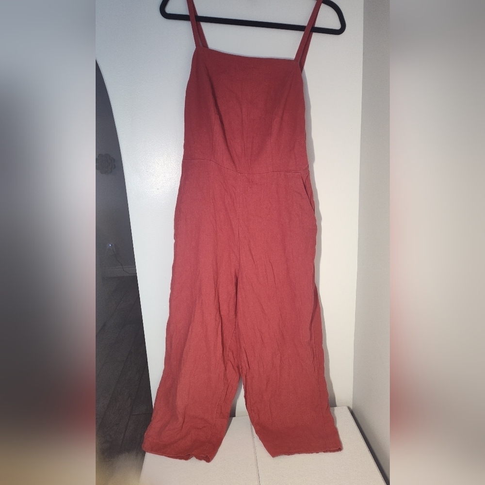 Women's Red Jumpsuit Size M #649 - Picture 2 of 4